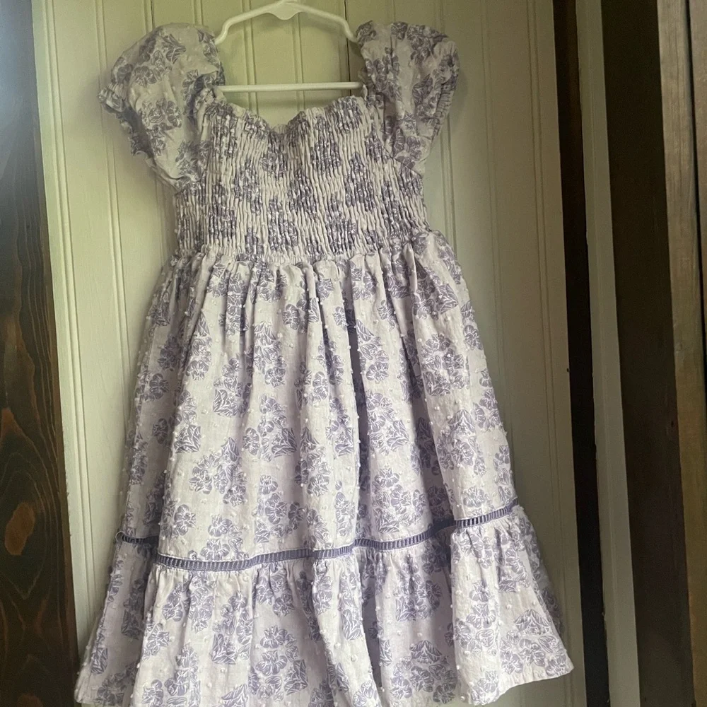 Joie Purple and White Smocked Ruffled Sundress - Picture 2 of 3